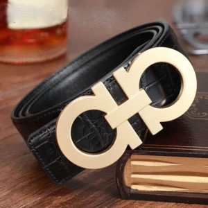 Ferra buckle Crocodile leather belt