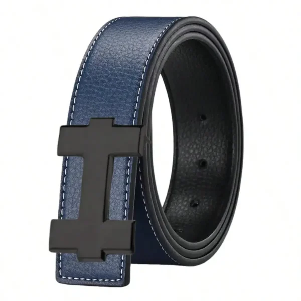 H Black Buckle Leather Belt - Image 2