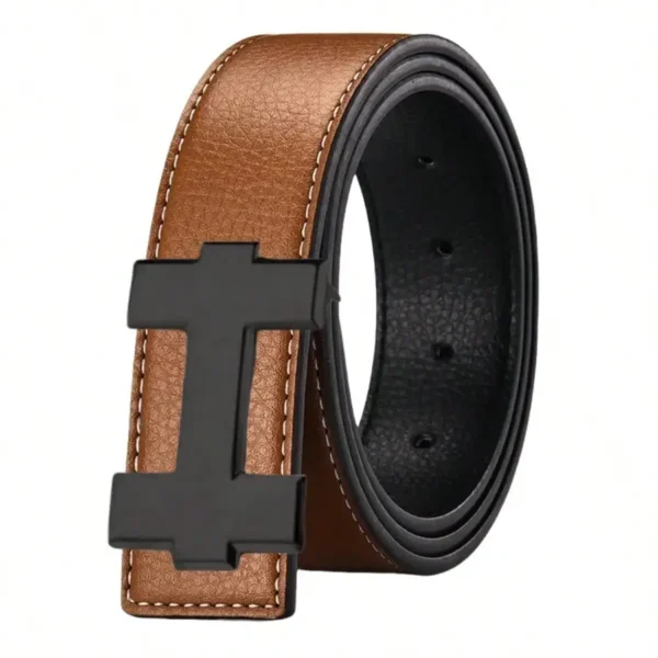 H Black Buckle Leather Belt - Image 5