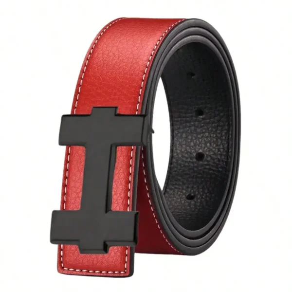 H Black Buckle Leather Belt - Image 6