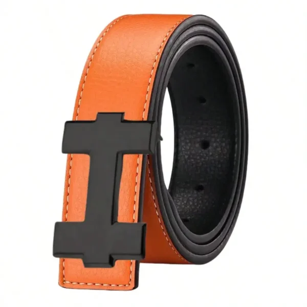 H Black Buckle Leather Belt - Image 3