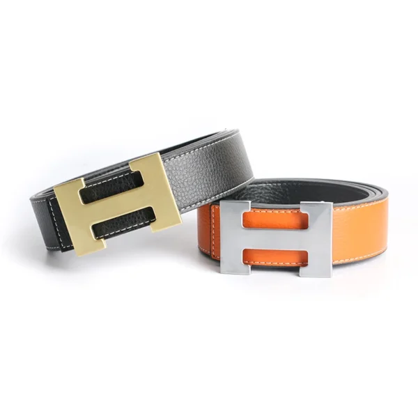 H Buckle Leather Belt