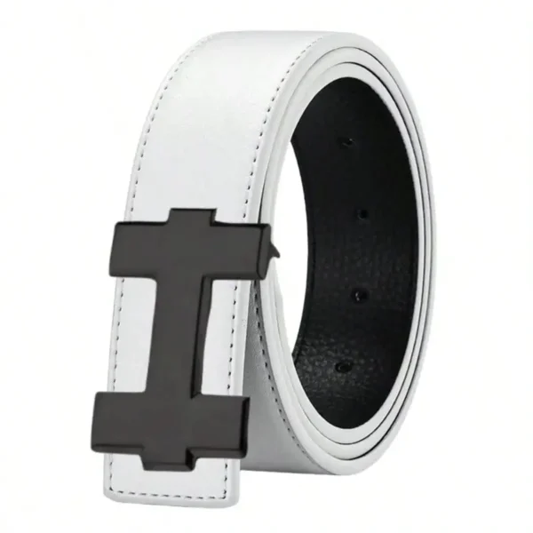 H Black Buckle Leather Belt - Image 4